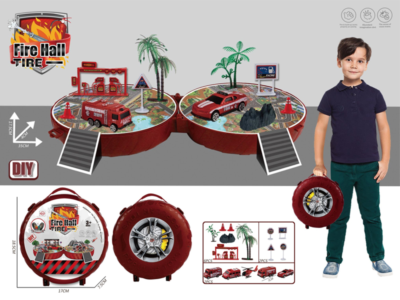 Slide Fire Fighting Scene Tires Toy