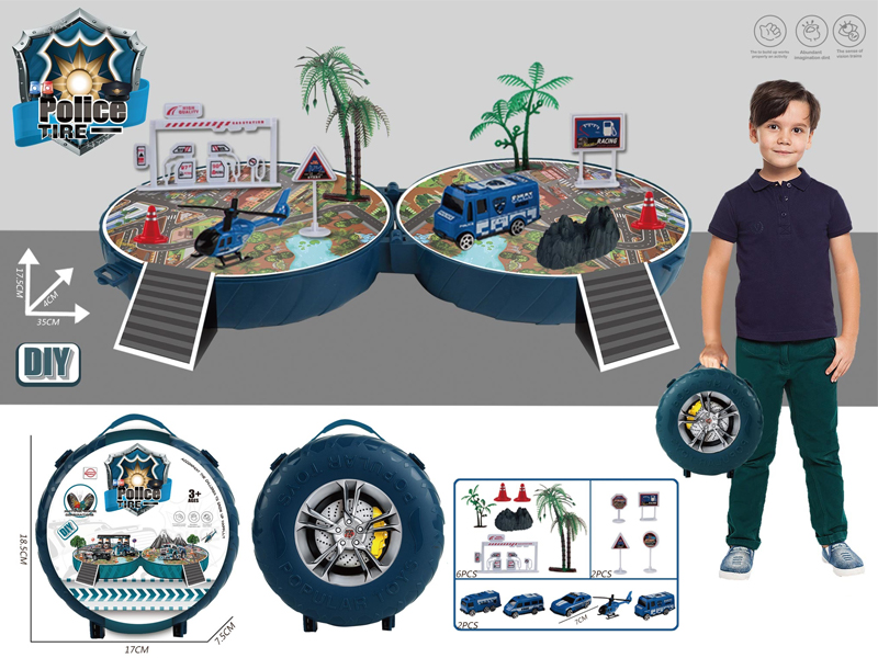 Slide Police Scene Tires Toy