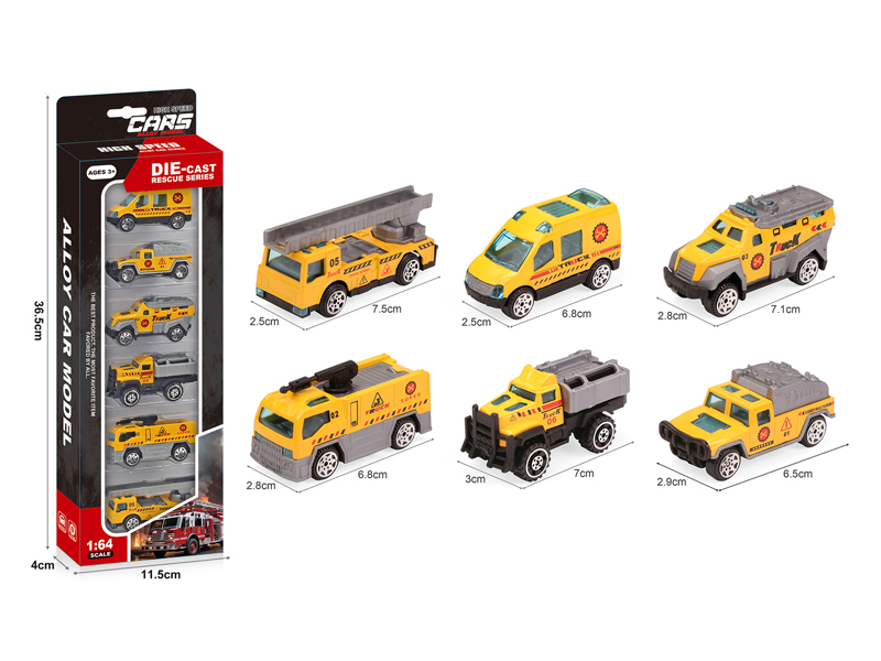 Alloy Slide Yellow Engineering Vehicle