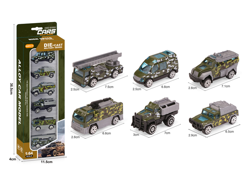Alloy Slide Military Vehicles 6PCS
