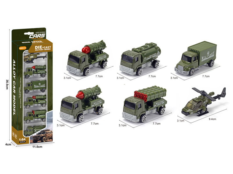 Alloy Slide Military Vehicles 6PCS