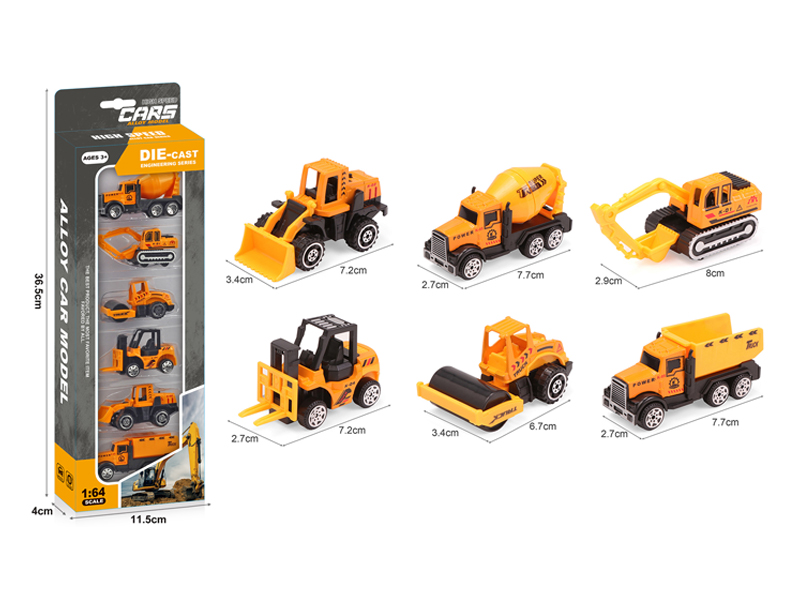 Alloy Slide Yellow Engineering Vehicle