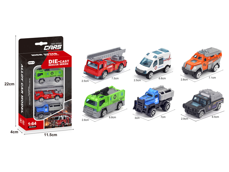 Alloy Slide Sanitation Truck3PCS