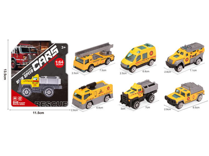 Alloy Slide Yellow Engineering Vehicle