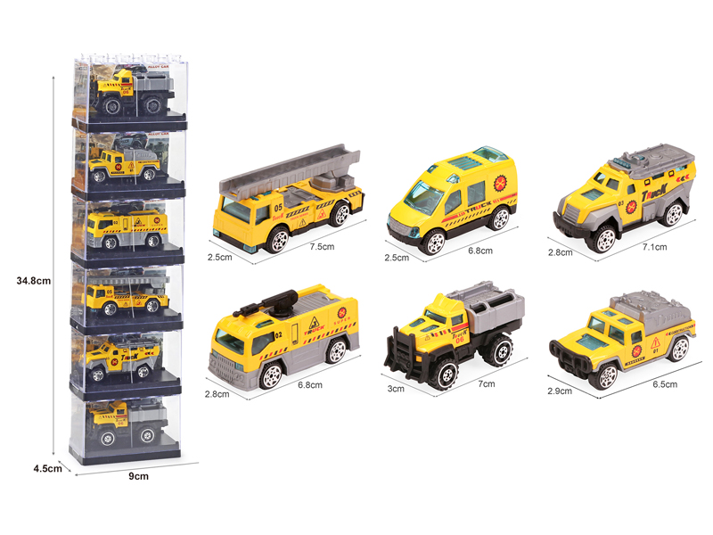 Alloy Slide Yellow Engineering Vehicle