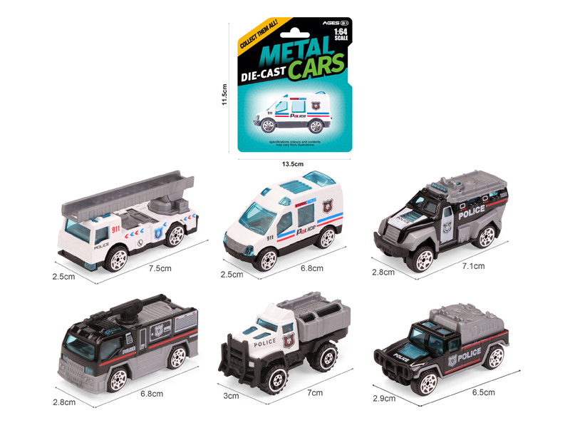 Alloy Slide Police Car