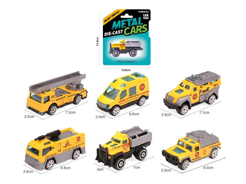 Alloy Slide Yellow Fire Truck