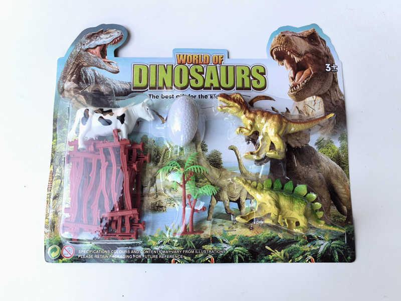 Solid Color Dinosaur Animals Set With Fences