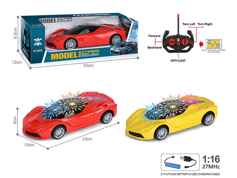 27Mhz 1:16 Ferrari 4-Channel Remote Control Car With 3D Light(Included Batteries)