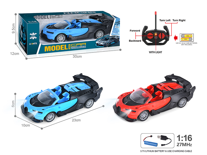 27Mhz 1:16 Bugatti 4-Channel Remote Control Convertible Car With Headlight( Included Batteries)