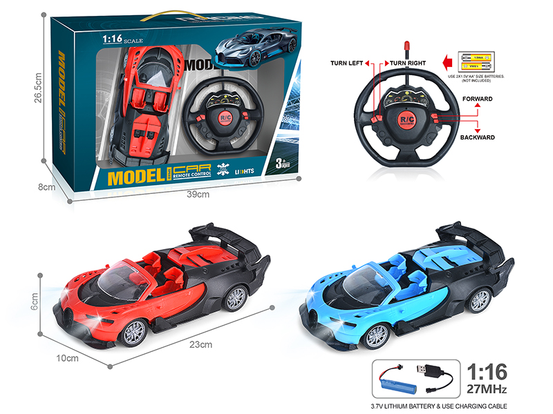 27Mhz 1:16 Bugatti 4-Channel Remote Control Convertible Car With Headlight( Included Batteries)