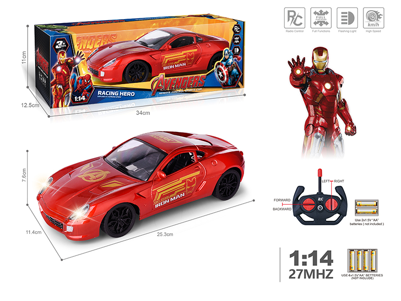 27Mhz 1:14 4-Channel Remote Control Spray-Painted Ferrari Simulated Car With Lights(Not Included Batteries)Iron Man Theme