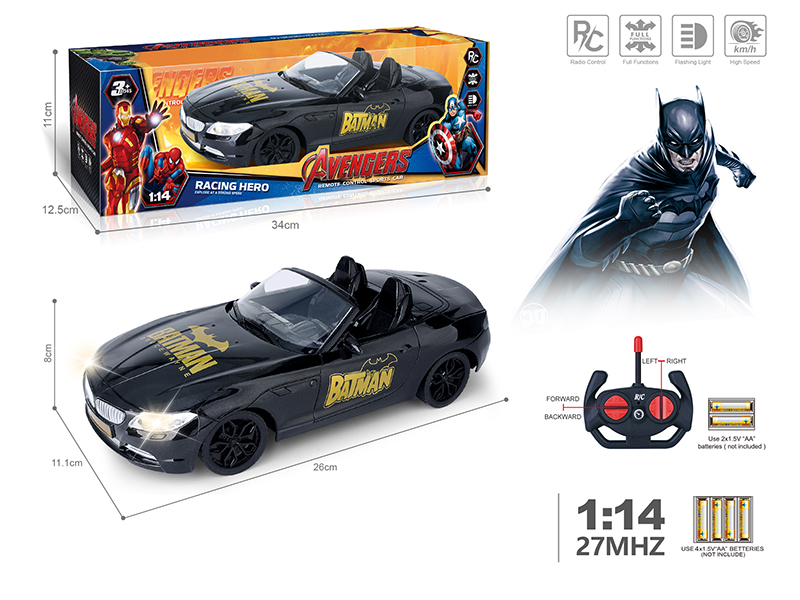 27Mhz 1:14 4-Channel Remote Control Spray-Painted BMW Simulated Convertible Car With Lights(Not Included Batteries)Batman Theme