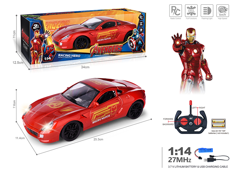 27Mhz 1:14 4-Channel Remote Control Spray-Painted Ferrari Simulated Car With Lights(Included Batteries)Iron Man Theme