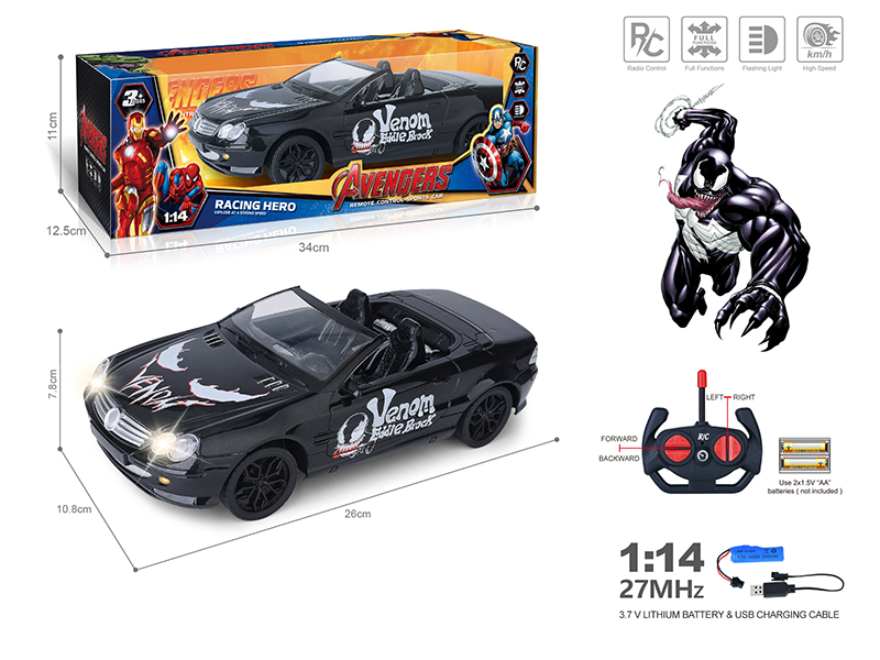 27Mhz 1:14 4-Channel Remote Control Spray-Painted Benz Simulated Convertible Car With Lights(Included Batteries)Venom Theme