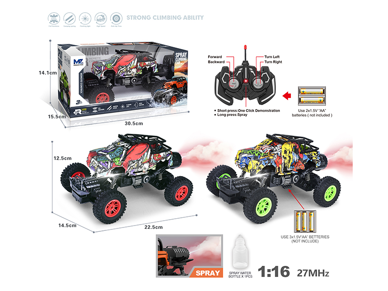 27Mhz 1:16 6-Channel Remote Control Graffiti Pickup Climbing Car With Lights,Spray,Automatic Demonstration Function(Not Included Batteries)