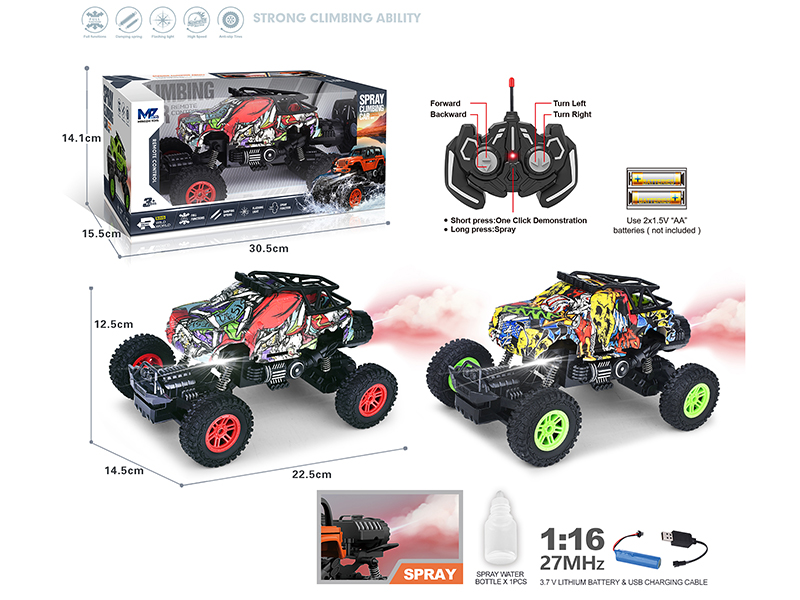 27Mhz 1:16 6-Channel Remote Control Graffiti Pickup Climbing Car With Lights,Spray,Automatic Demonstration Function(Included Batteries)