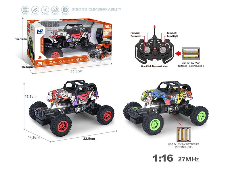 27Mhz 1:16 5-Channel Remote Control Graffiti Wrangler Climbing Car With Lights,Spray,Automatic Demonstration Function(Not Included Batteries)