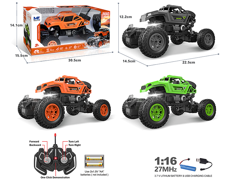 27Mhz 1:16 5-Channel Remote Control Climbing Car With Lights,Spray,Automatic Demonstration Function(Included Batteries)