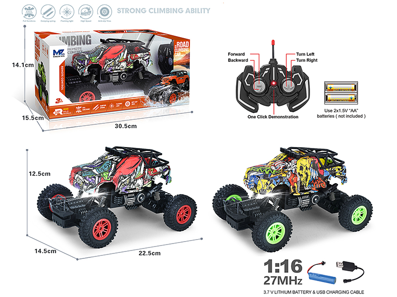 27Mhz 1:16 5-Channel Remote Control Graffiti Pickup Climbing Car With Lights,Spray,Automatic Demonstration Function(Included Batteries)