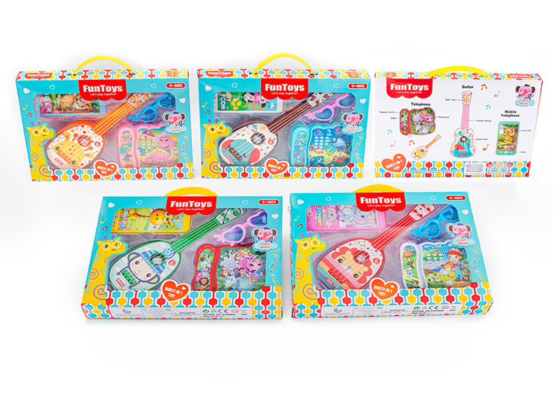 Cartoon Telephone + Guitar + Mobile Phone + Glasses