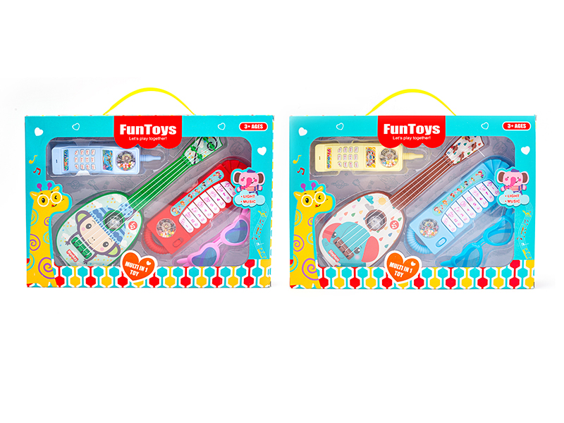 Mobile Phone + Electronic Organ + Guitar + Glasses(Animal Pattern)