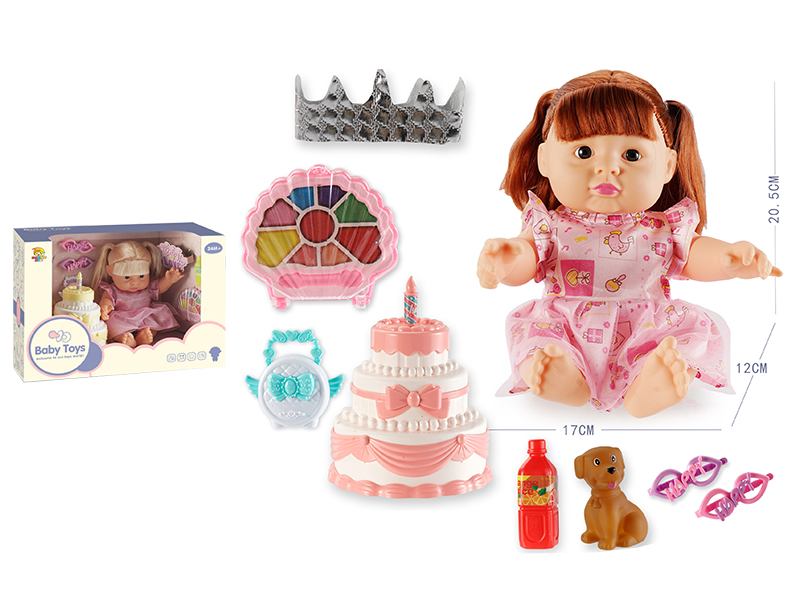 10 Inch Vinyl Girl Doll With Cake Set