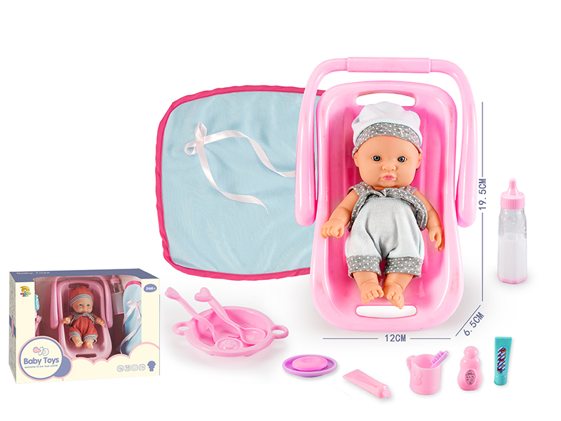 8 Inch Vinyl Doll With Sleeping Basket Set