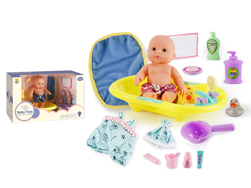 10 Inch Viny Doll With Bathtub Toy