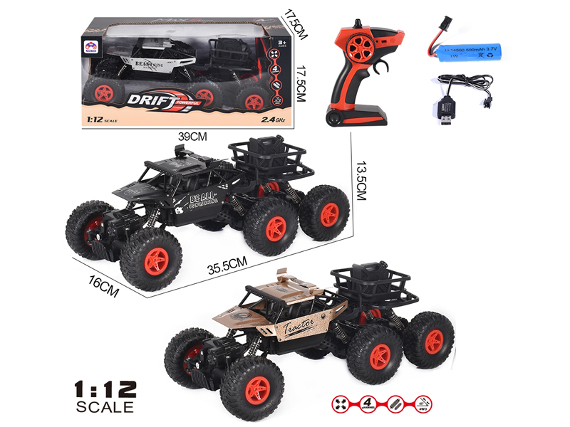 1:12 2.4G 4CH R/C Six Wheel 4WD Off-Road Climbing Vehicle