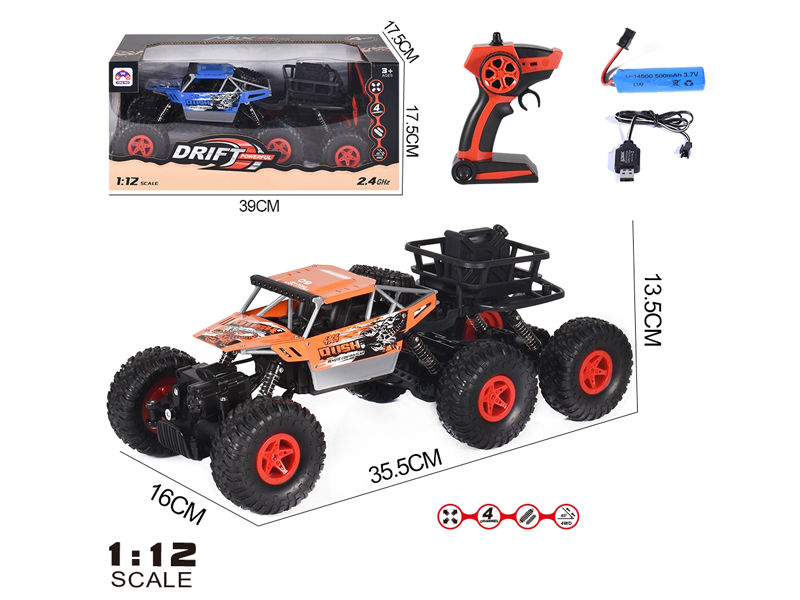 1:12 2.4G 4CH R/C Six Wheel 4WD Off-Road Climbing Vehicle