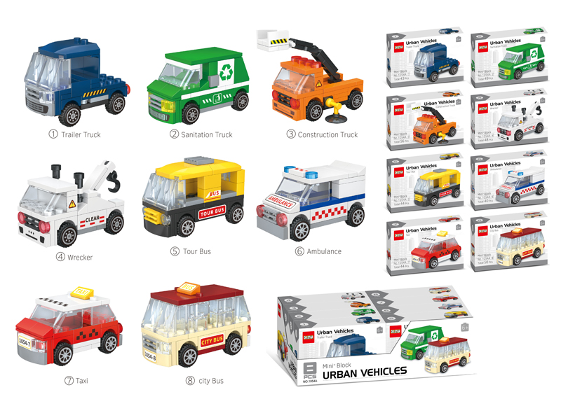 8PCS Urban Car Building Blocks