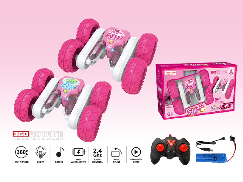 2.4G Remote Control Dinosaur Stunt Car With Light(Pink)