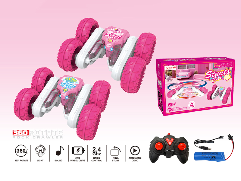 2.4G Remote Control Dinosaur Stunt Car With Light(Pink)