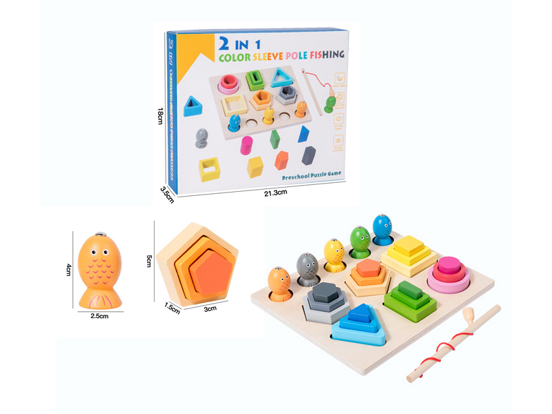 2 In 1 Wooden Colored Fishing