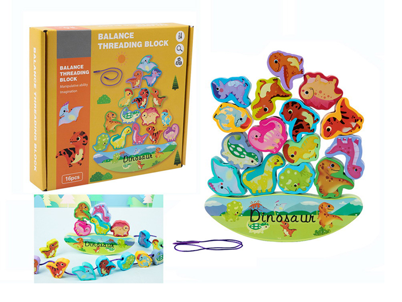 2 In 1 Wooden Balanced Rope Building Block Dinosaur