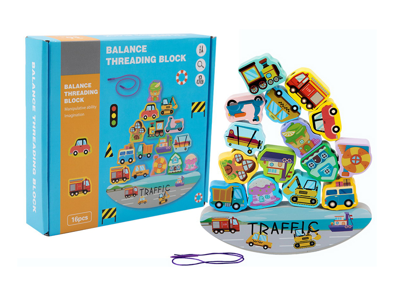 2 In 1 Wooden Balanced Rope Building Block Traffic