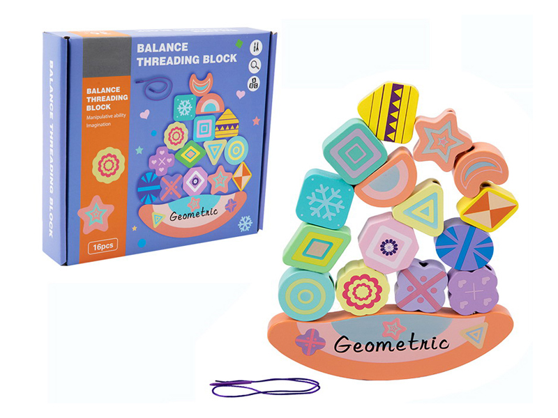 2 In 1 Wooden Balanced Rope Building Block Geometry