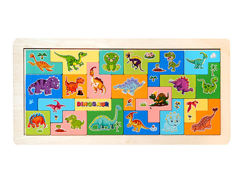Wooden Themed Block Puzzle Dinosaur
