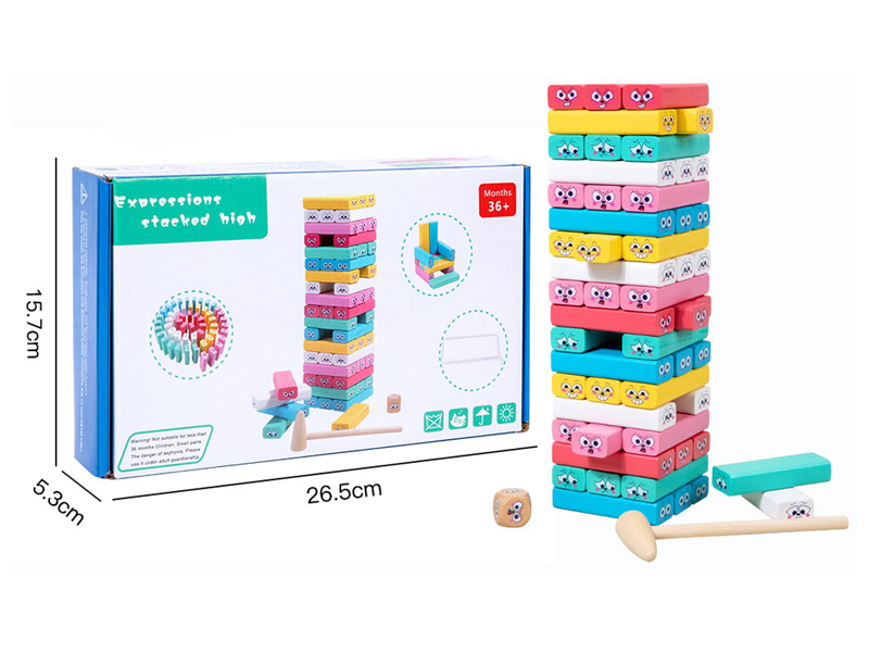 Wooden Colorful Expression Block With Wooden Hammer