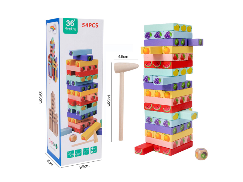 Wooden Colored Fruit Block With Wooden Hammer