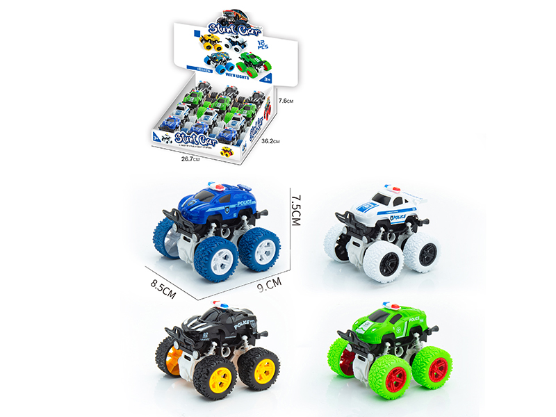 Double Friction Off-Road Stunt Car(Police Car Style)12PCS