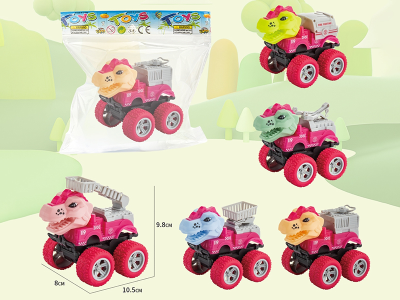 Friction Dinosaur Stunt Fire Engine 1pcs