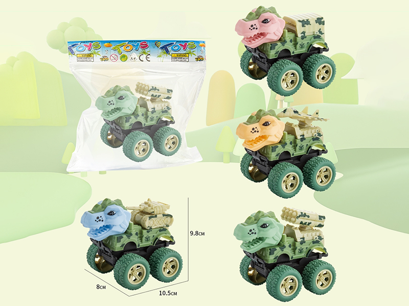 Friction Dinosaur Stunt Military Truck 1pcs