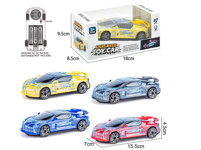 B/O Go And Bump Bugatti Racing Car With Light 1pcs