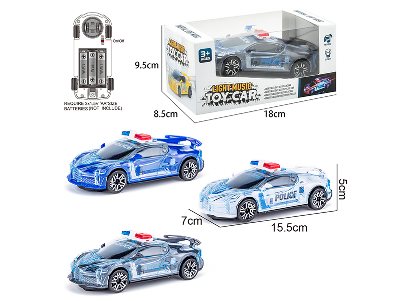 B/O Go And Bump Bugatti Police Car With Light 1pcs