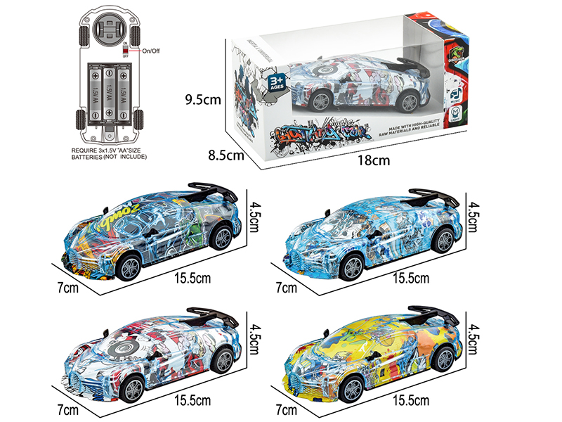 B/O Go And Bump Graffiti Car With Light And Music(Abstract Pattern) 1pcs