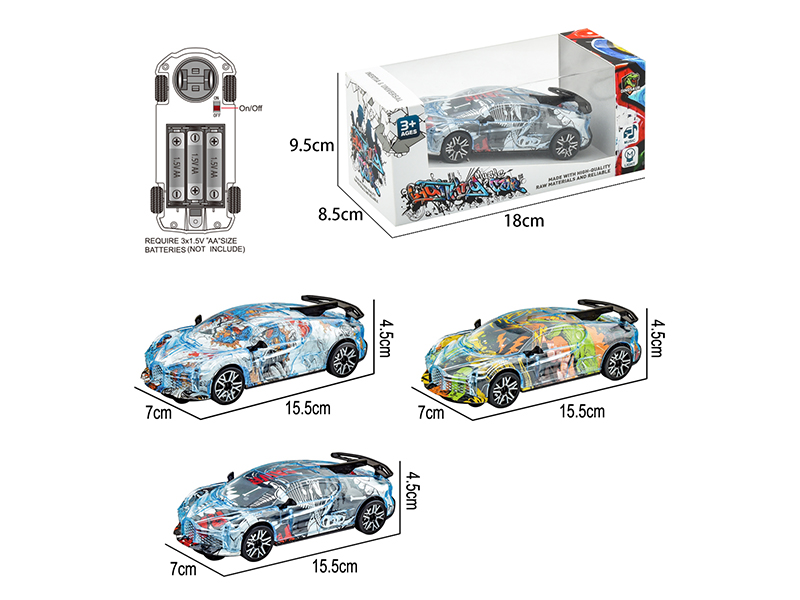 B/O Go And Bump Graffiti Car With Light And Music(Dinosaur Pattern) 1pcs