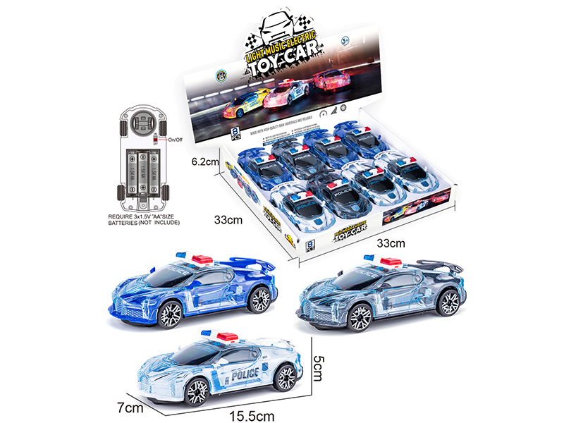 B/O Go And Bump Bugatti Police Car With Light And Music 8pcs