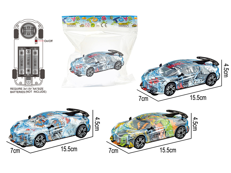 B/O Go And Bump Graffiti Bugatti Car With Light And Music(Dinosaur Pattern) 1pcs